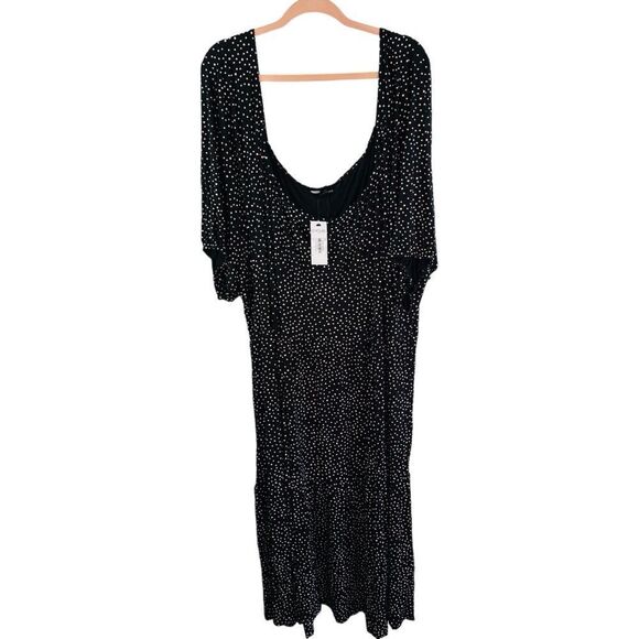 Heart Yours Black Pink Polka Dot Tiered Maxi Dress NWT Size 3X/4X - Picture 1 of 4